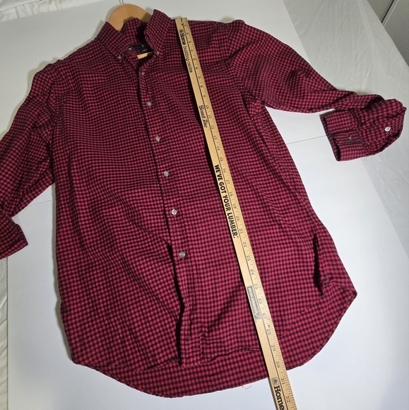 Ralph Lauren Slim Fit Men's Large Red 💯 Cotton Long Sleeve Shirt - Picture 5 of 8